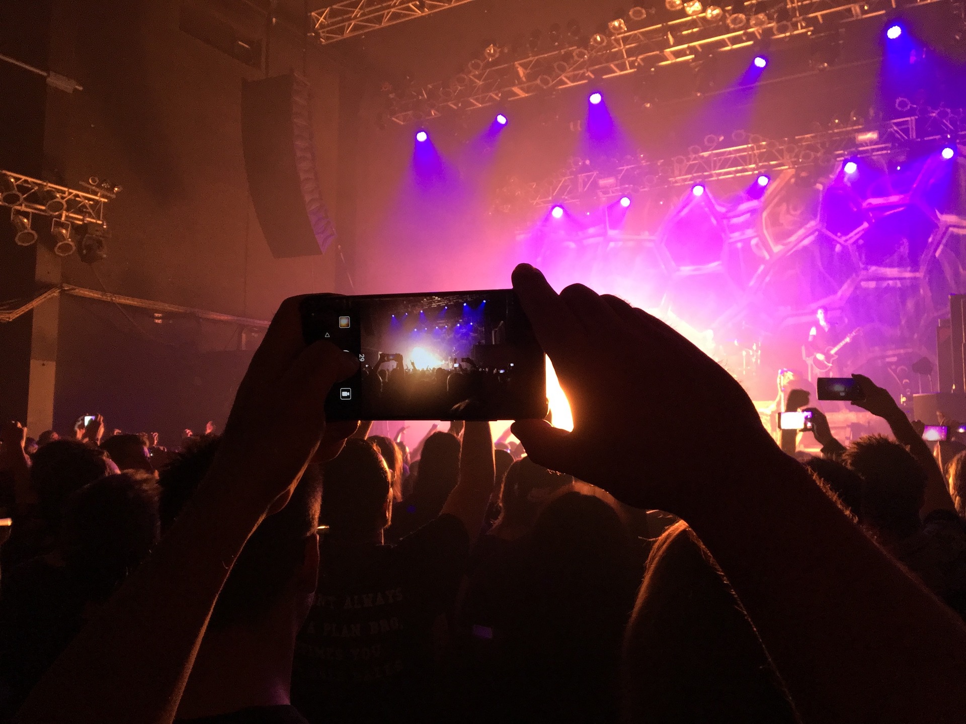 Filming a Concert. Might Night Club.